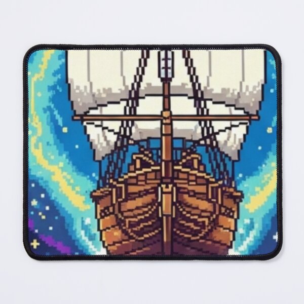 Item preview, Cosmic Pirate Ship Pixel Art – Retro Space Fantasy Sailing Through the Stars designed and sold by Dzblack.
