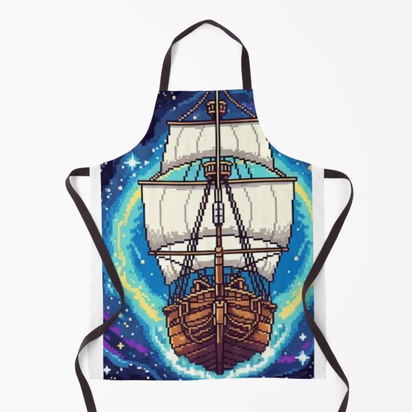 Item preview, Cosmic Pirate Ship Pixel Art – Retro Space Fantasy Sailing Through the Stars designed and sold by Dzblack.
