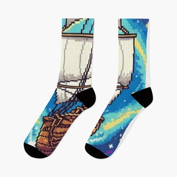 Item preview, Cosmic Pirate Ship Pixel Art – Retro Space Fantasy Sailing Through the Stars designed and sold by Dzblack.