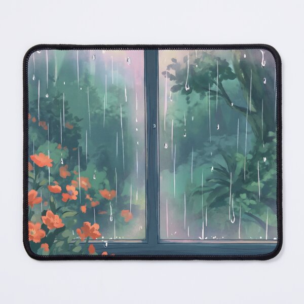 Artikelvorschau, Gemütliche Illustration eines regnerischen Fensters im Cottagecore-Stil – Wandkunst entworfen und verkauft von matchakpop.
