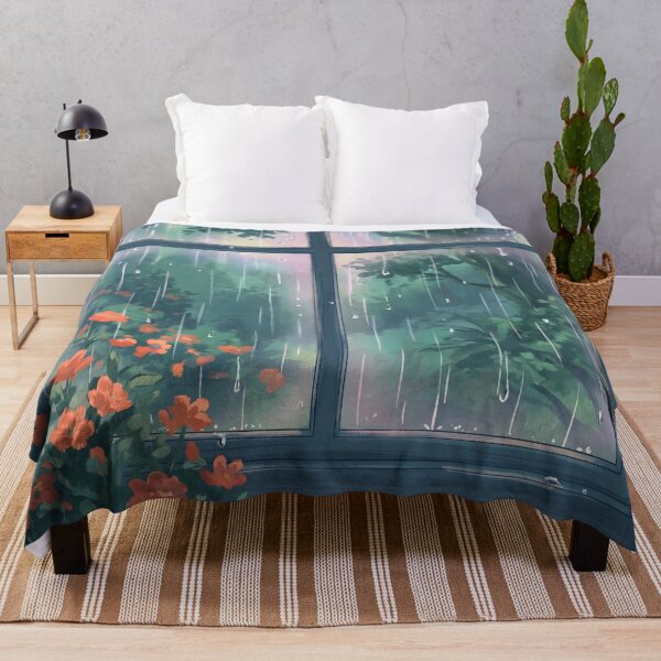 Item preview, Cozy Rainy Window Illustration Cottagecore Nature Wall Art designed and sold by matchakpop.