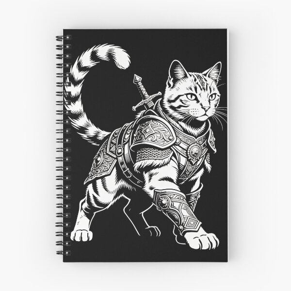 Item preview, Armored Cat Guardian – Medieval Fantasy Engraving designed and sold by CatVibesStudio.