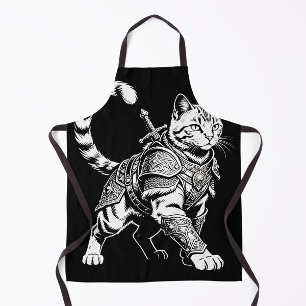 Item preview, Armored Cat Guardian – Medieval Fantasy Engraving designed and sold by CatVibesStudio.