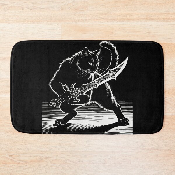 Item preview, Shadow Duel Cat – Dramatic Medieval Engraving Art designed and sold by CatVibesStudio.
