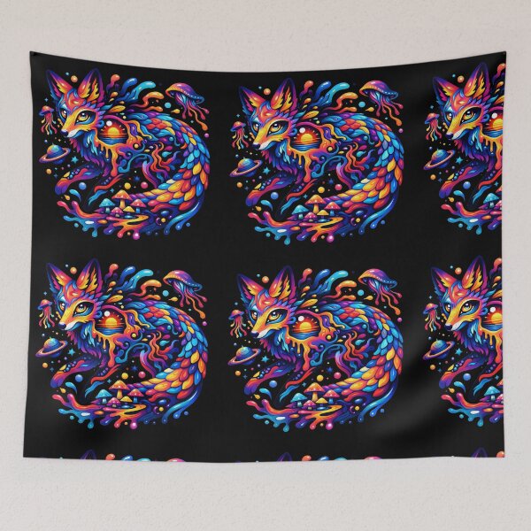 Item preview, Cosmic Psychedelic Fox with Galaxy and Mushrooms designed and sold by CrystalVanta.