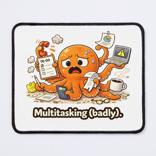 Item preview, Funny Octopus “Multitasking (Badly)” – Overwhelmed Work From Home Meme Cute Stressed Octopus designed and sold by Florarts.