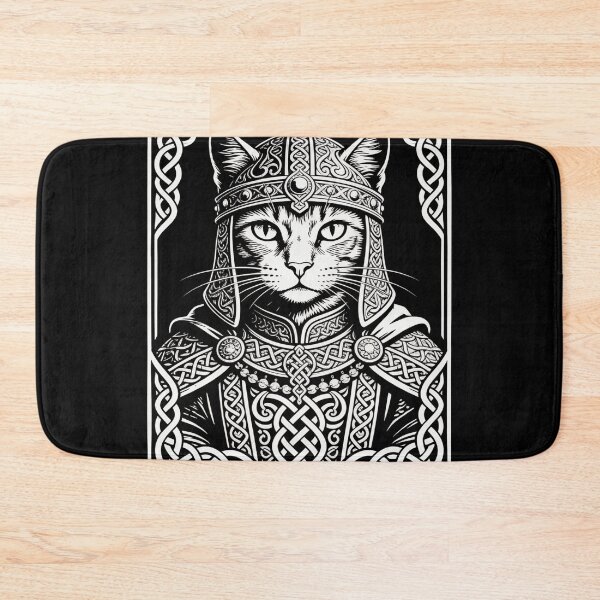 Item preview, Regal Armored Cat Portrait – Celtic Engraving Style designed and sold by CatVibesStudio.