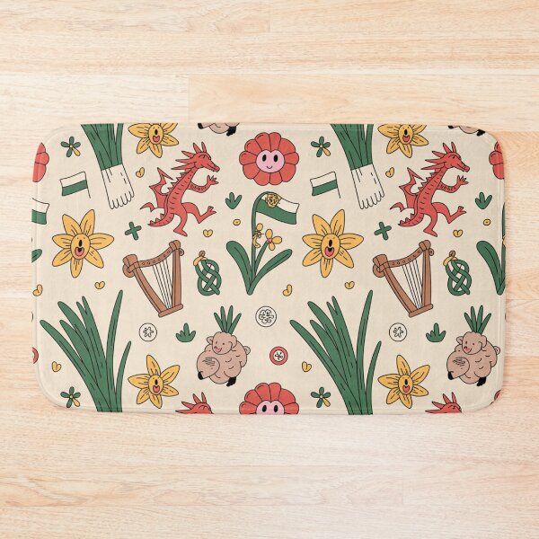 Item preview, Cute Welsh Pattern | Daffodils Leeks Dragons Sheep & Harps designed and sold by Midnight Veil Designs.