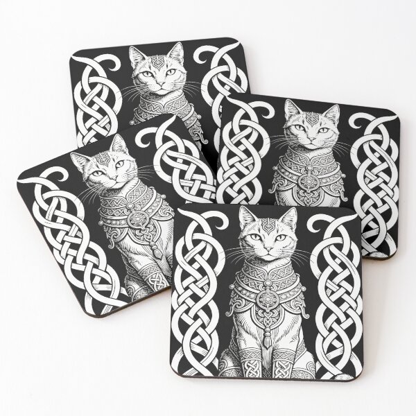 Item preview, Celtic Frame Cat – Medieval Engraved Feline Art designed and sold by CatVibesStudio.