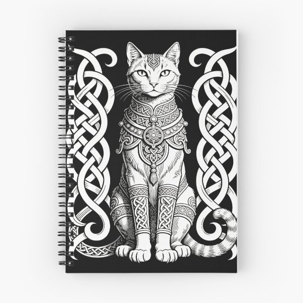 Item preview, Celtic Frame Cat – Medieval Engraved Feline Art designed and sold by CatVibesStudio.