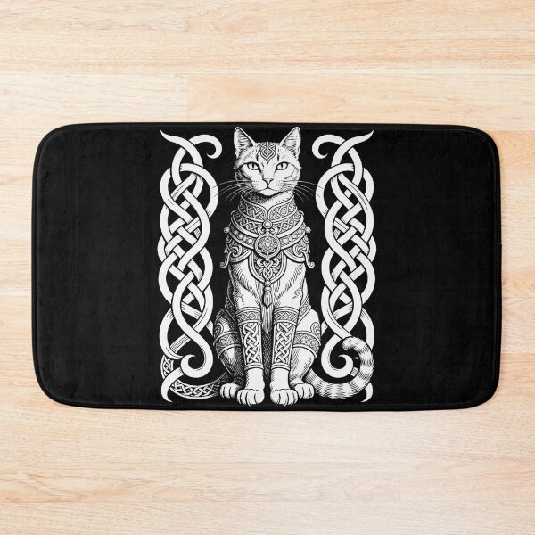 Item preview, Celtic Frame Cat – Medieval Engraved Feline Art designed and sold by CatVibesStudio.