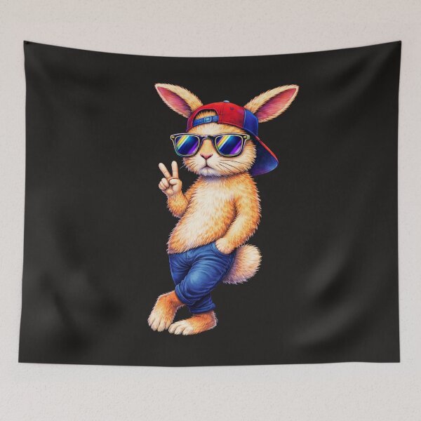 Item preview, Cool Street Bunny Peace Sign – Urban Hip Hop Rabbit Graphic designed and sold by JerdbordinShop.