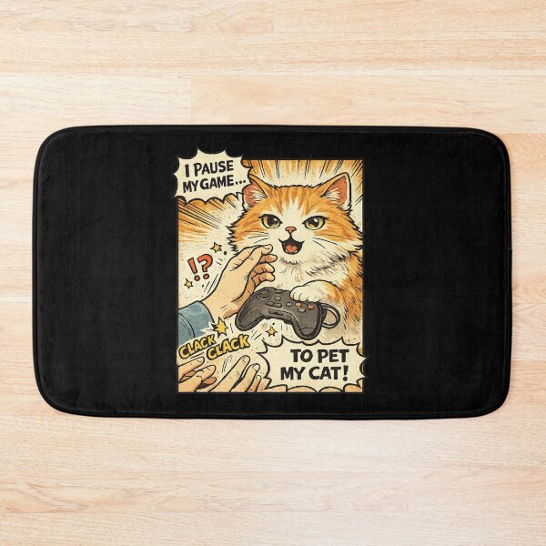 Item preview, I Pause My Game To Pet My Cat - Vintage Comic Panel designed and sold by akiotatsuo.