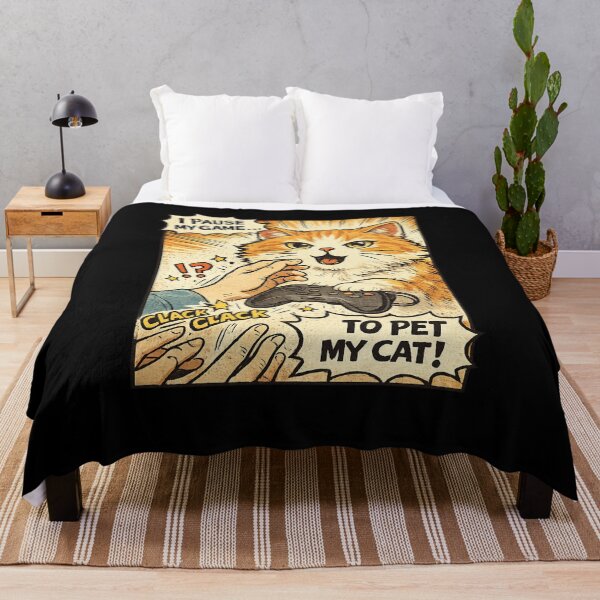 Item preview, I Pause My Game To Pet My Cat - Vintage Comic Panel designed and sold by akiotatsuo.