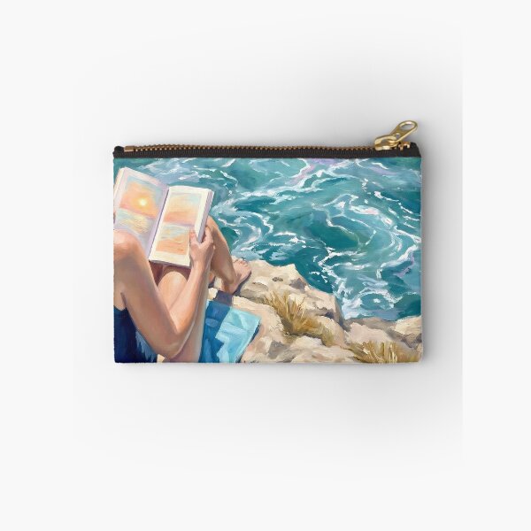 Item preview, Woman Reading by the Ocean Pastel Coastal Painting designed and sold by matchakpop.