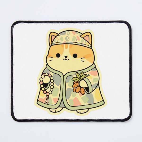 Item preview, Cat kawaii Bronz holding tasbih and kurma designed and sold by Little Lessons.