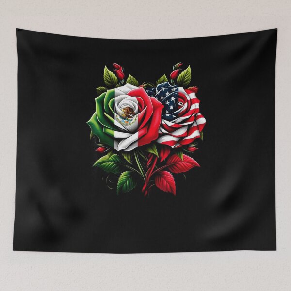 Item preview, Mexican Flag American Flag Rose Flower designed and sold by Mirandalab.