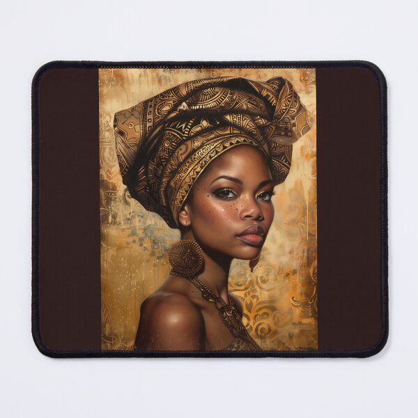 Item preview, African Woman with Golden Scarf - Luxury Art with Ethnic Details and Vintage Background designed and sold by Hipatye26.