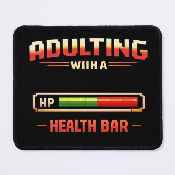 Item preview, Adulting Health Bar Low — Retro Gamer Life Meter Pixel Art Humor designed and sold by HubCreates.