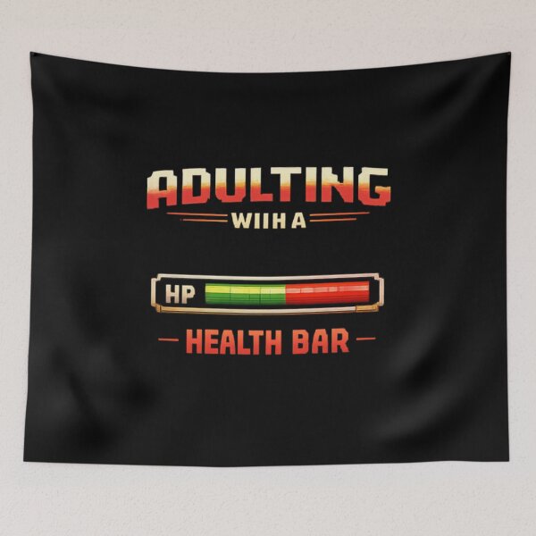 Item preview, Adulting Health Bar Low — Retro Gamer Life Meter Pixel Art Humor designed and sold by HubCreates.