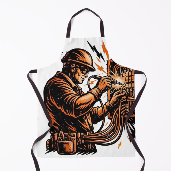 Item preview, Vintage Woodcut Electrician Worker Graphic designed and sold by LightPrintsCo.