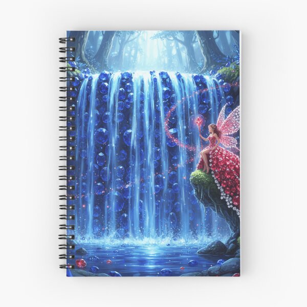 Item preview, Blue Sapphire waterfall with fairy wearing red ruby dress designed and sold by Fairy's and Dragons .