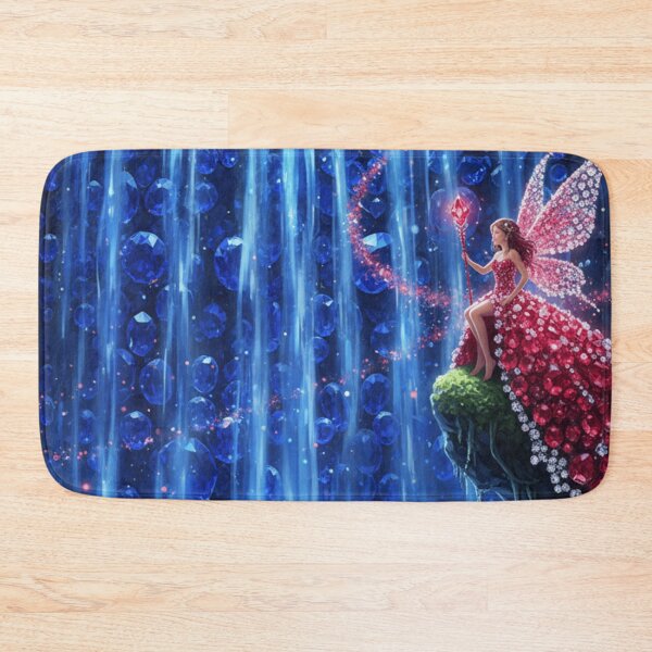 Item preview, Blue Sapphire waterfall with fairy wearing red ruby dress designed and sold by Fairy's and Dragons .