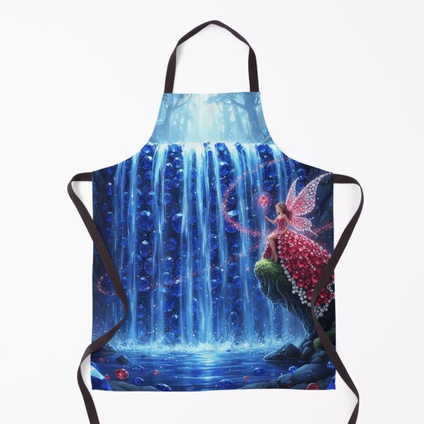 Item preview, Blue Sapphire waterfall with fairy wearing red ruby dress designed and sold by Fairy's and Dragons .