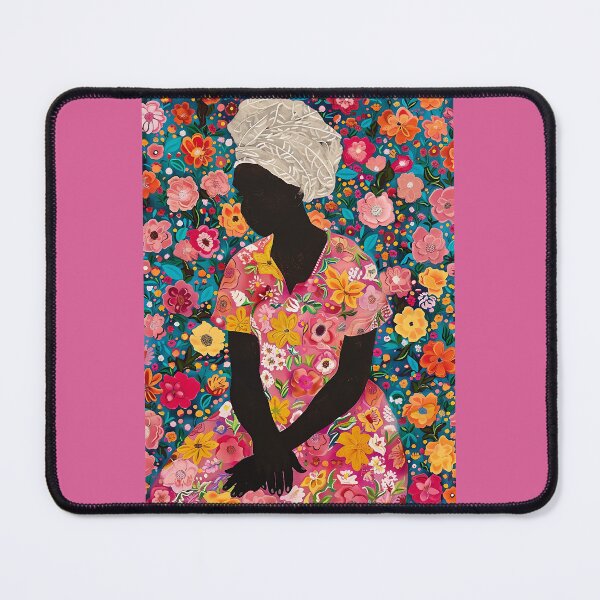 Item preview, African Woman with Blue Headscarf - Textured Art with Traditional Patterns and Yellow Background designed and sold by Hipatye26.