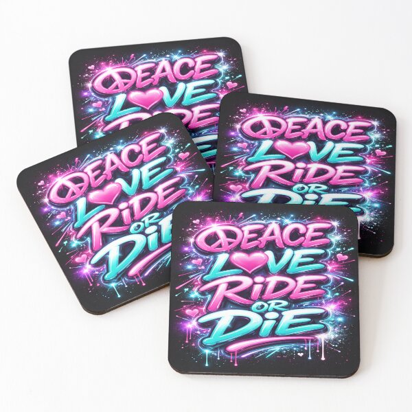 Item preview, Peace Love Ride or Die Neon Typography designed and sold by savage sinner.