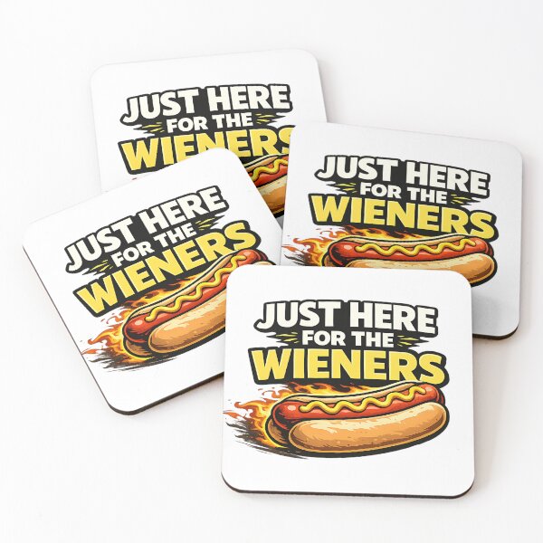 Item preview, Just Here For The Wieners Flaming Hot Dog Graphic Bold Retro designed and sold by Thread-Riot.