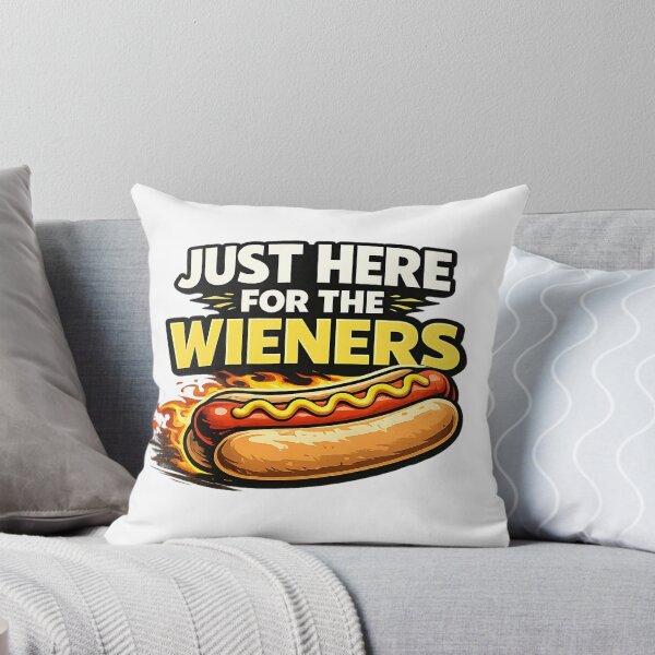 Item preview, Just Here For The Wieners Flaming Hot Dog Graphic Bold Retro designed and sold by Thread-Riot.