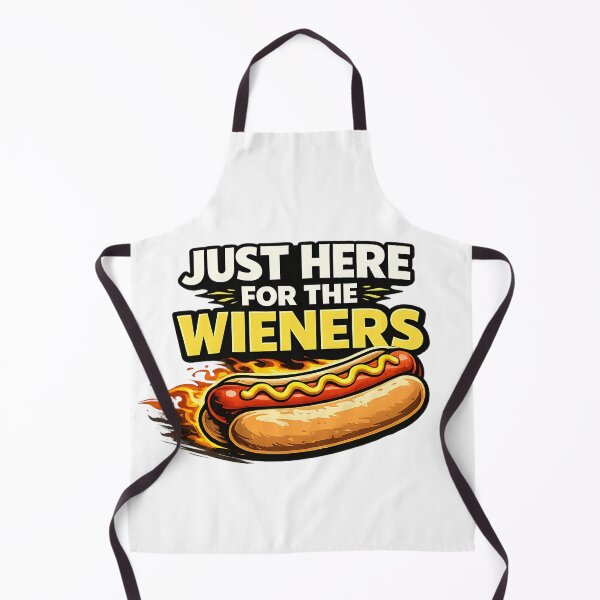 Item preview, Just Here For The Wieners Flaming Hot Dog Graphic Bold Retro designed and sold by Thread-Riot.