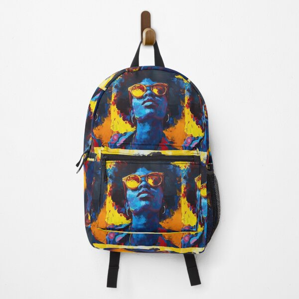 Item preview, Afro Woman with Sunglasses - Contemporary Art with Blue and Yellow Contrasts designed and sold by Hipatye26.