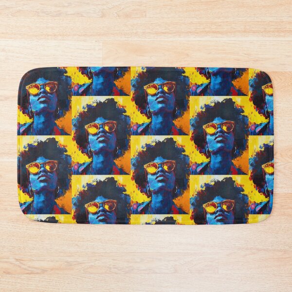 Item preview, Afro Woman with Sunglasses - Contemporary Art with Blue and Yellow Contrasts designed and sold by Hipatye26.