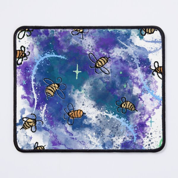 Item preview, Cosmic Bees in Nebula - Purple Blue Space Swarm Pattern designed and sold by TheArtOfTreble.