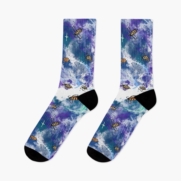 Item preview, Cosmic Bees in Nebula - Purple Blue Space Swarm Pattern designed and sold by TheArtOfTreble.