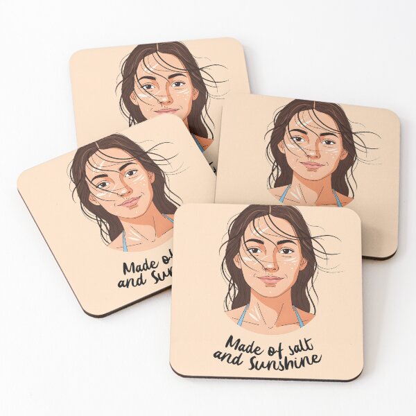 Item preview, Made of Salt and Sunshine – Female Surfer Portrait Illustration designed and sold by Sea Gem.