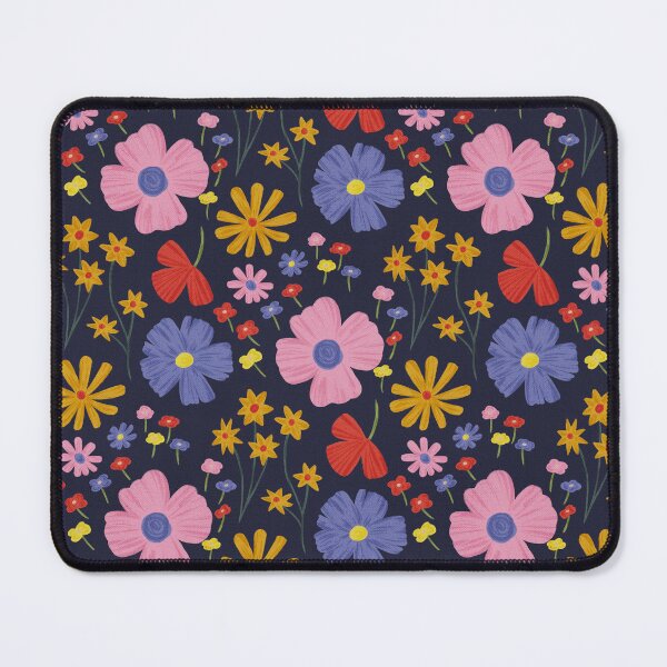 Item preview, Vintage Navy Blue Bold Floral Gouache Pattern Designer Botanical Art designed and sold by studiomamabara.