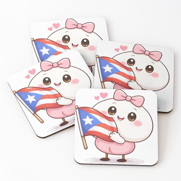 Item preview, Cute Puerto Rican Blob Girl with Flag designed and sold by CozyBlobStudio.