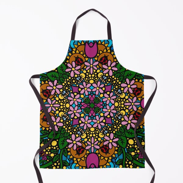 Item preview, Rainbow Floral Mandala with Bees & Ladybugs - Colorful Symmetry Pattern designed and sold by TheArtOfTreble.