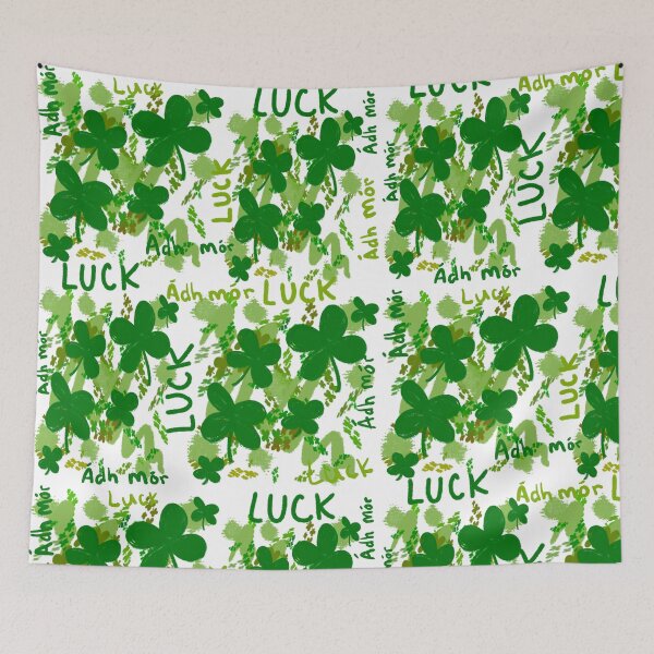 Item preview, Lucky Clover Pattern with Ádh Mór & LUCK - Green Shamrock Meadow designed and sold by TheArtOfTreble.