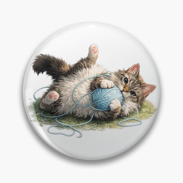 Item preview, playful kitten with ball of yarn designed and sold by PasoaPaso2025.