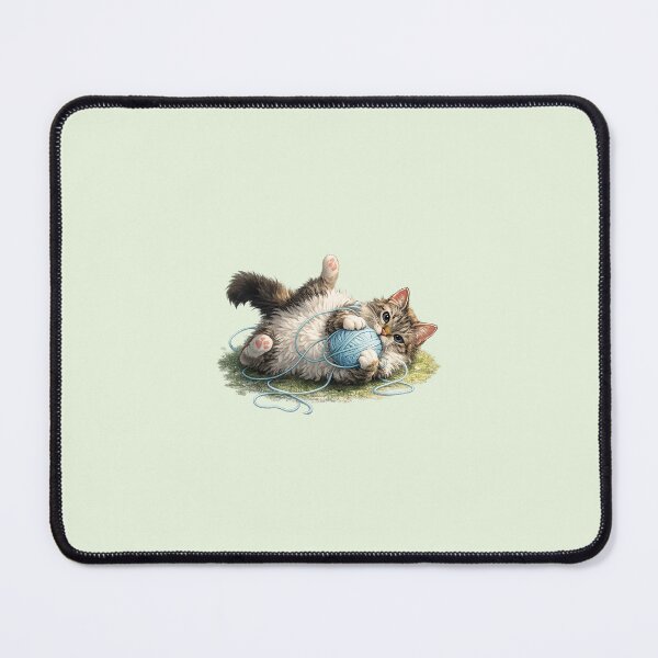Item preview, playful kitten with ball of yarn designed and sold by PasoaPaso2025.