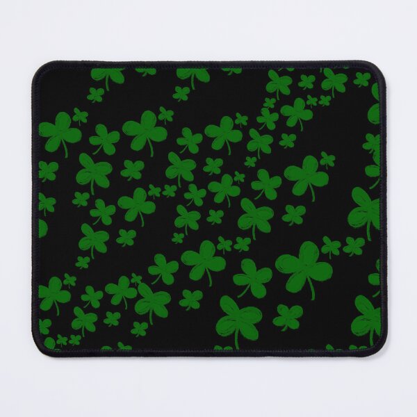 Item preview, Dark Green Clover Scatter - Lucky Shamrock Pattern on Black designed and sold by TheArtOfTreble.