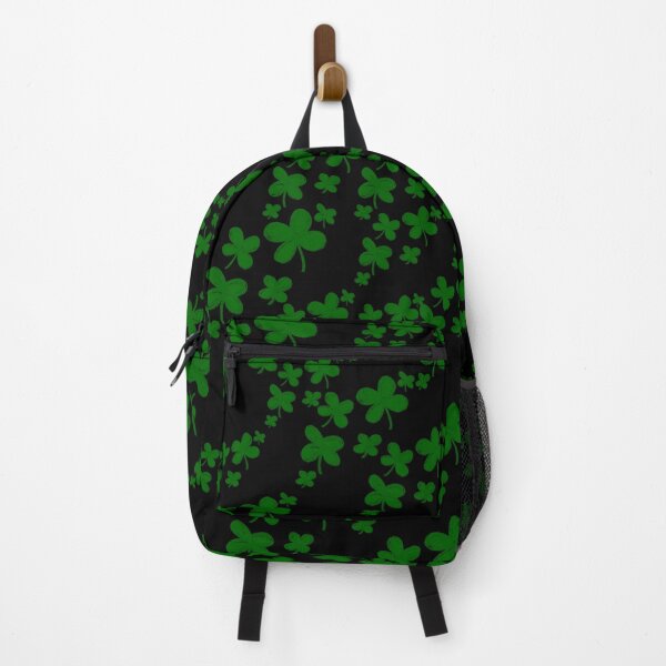 Item preview, Dark Green Clover Scatter - Lucky Shamrock Pattern on Black designed and sold by TheArtOfTreble.