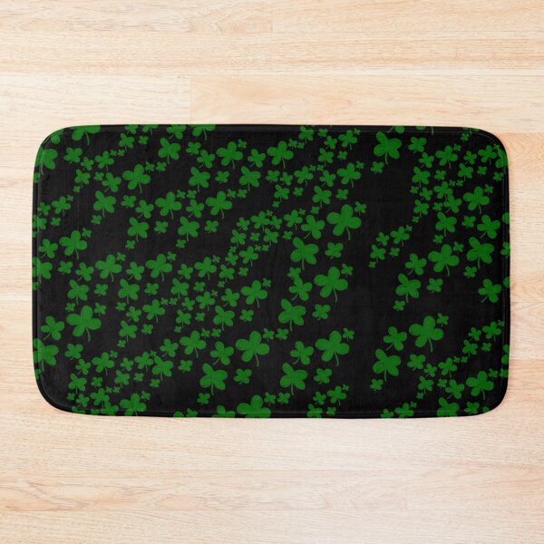 Item preview, Dark Green Clover Scatter - Lucky Shamrock Pattern on Black designed and sold by TheArtOfTreble.