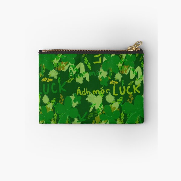 Item preview, Dark Green Clover Luck Pattern with Ádh Mór & LUCK designed and sold by TheArtOfTreble.