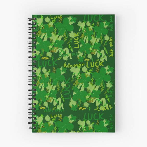 Item preview, Dark Green Clover Luck Pattern with Ádh Mór & LUCK designed and sold by TheArtOfTreble.