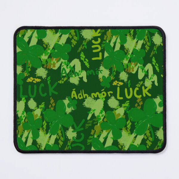 Item preview, Dark Green Clover Luck Pattern with Ádh Mór & LUCK designed and sold by TheArtOfTreble.